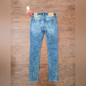 NWT True Religion Jeans Curvy Skinny Acid Wash Womens Size 27 Splatter Sretch